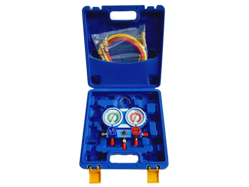 Манометрическая станция FavorCool-R136G-C (R22/134/407/410, 2-х вентильная; шланги 90см до 55 Bar, 5/16"(R410A), упак. кейс)