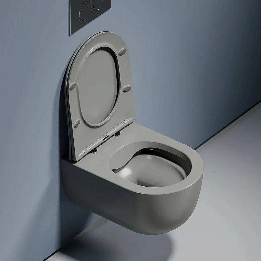 Унитаз подвесной Ceramica Nova Modena CN6063MH безободковый, с крышкой микролифт, антрацит матовый