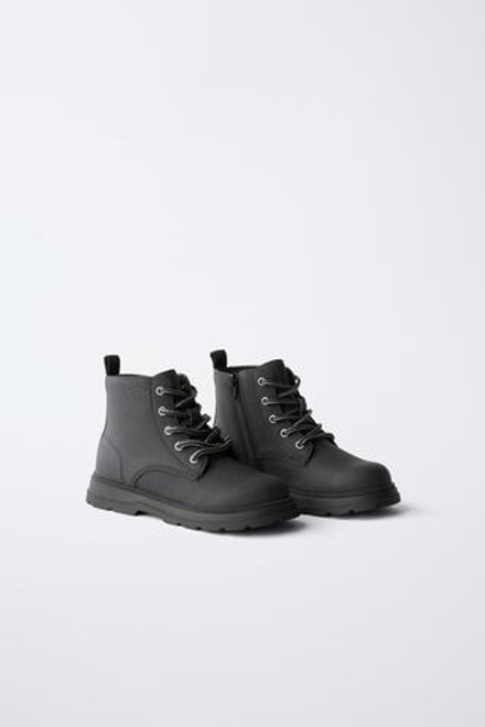 ZARA БОТИНКИ СО ШНУРОВКОЙ, ЧЕРНЫЙ