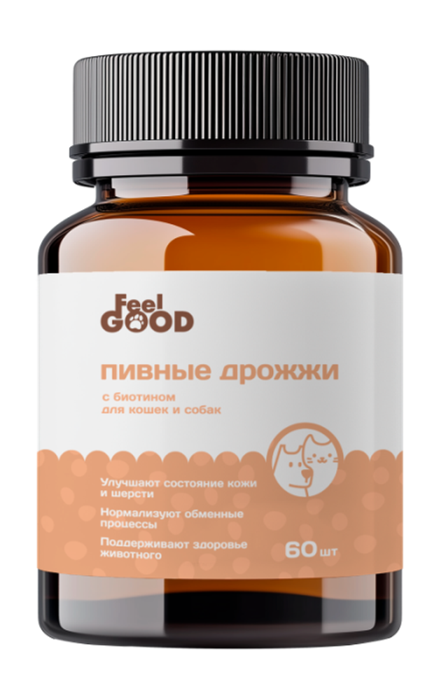 FeelGOOD Пивные дрожжи с биотином витаминизированное лакомство для кошек и собак 60 табл.