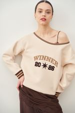 СВИТШОТ НА ОДНО ПЛЕЧО «WINNER» КРЕМ-БРЮЛЕ