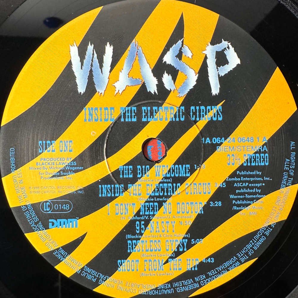WASP ‎– Inside The Electric Circus (Европа 1986г.)