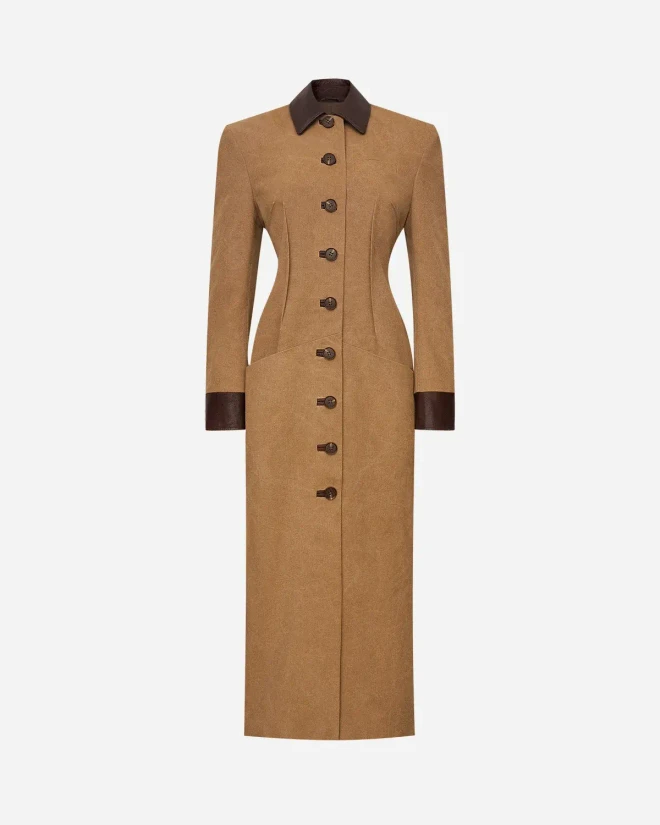 Пальто из канваса песочное