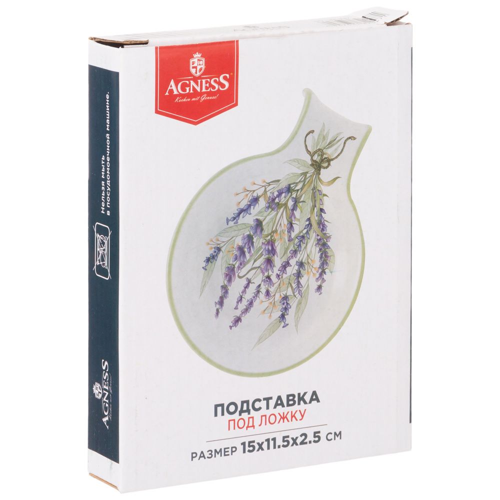 ПОДСТАВКА ПОД ЛОЖКУ AGNESS "ДУША ПРОВАНСА" 15*11,5*2,5 СМ (КОР=48ШТ.)