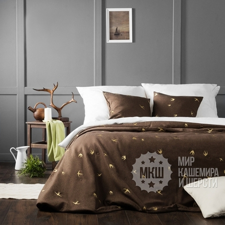 Готовые шторы и покрывало ПРАЙММ (арт. BL10-245-06) - (145х280)х2 см., покрывало 230х250 см. - шоколадный