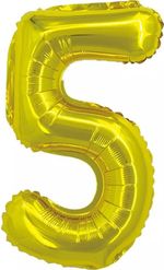 Шар с клапаном (16"/41 см) Цифра, 5, Золото