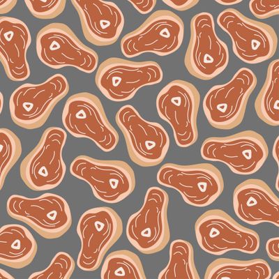 seamless pattern steaks  on a gray background