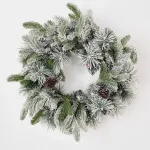 Рождественский венок заснеженный с гирляндой «Froid» (Литая +пвх) 60 см