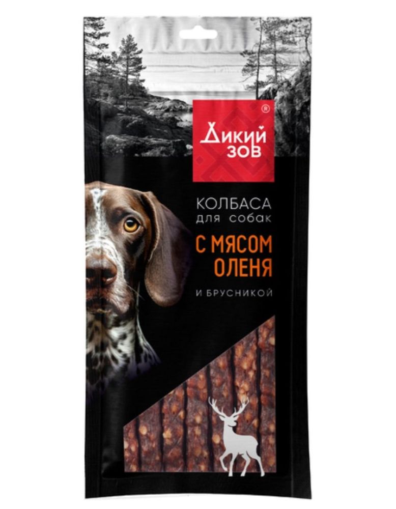 TITBIT колбаса для собак Дикий Зов с мясом оленя и брусникой - 85 гр