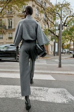 ZARA ДЖЕМПЕР ВЯЗАНЫЙ С ШИРОКИМИ РУКАВАМИ, СЕРЫЙ МЕЛАНЖ