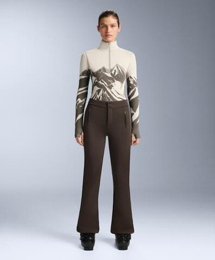 Oysho Бесшовная термофутболка базового слоя с молнией, норка