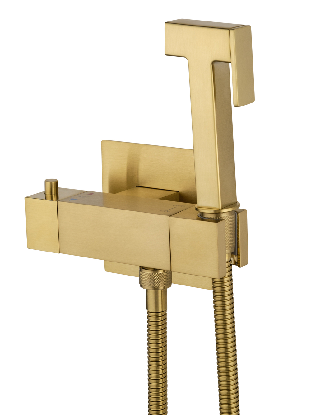 Смеситель с гигиеническим душем и термостатом встраиваемый WONZON & WOGHAND, Брашированное золото (WW-88819903-BG)