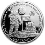 1 крона. Высадка на Луну 50 лет Космос Луноход. Остров Вознесения. 2019 год. PROOF