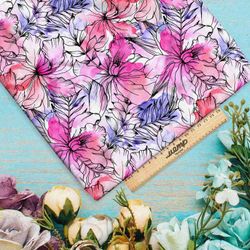 Ткань бязь розовые очертания цветов