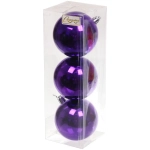 Новогодние шары 8 см (набор 3 шт) «Глянец», фиолетовый