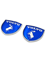 Наклейки Volvo Щит металлические синие объемные (шильдик Вольво щит, 3,8х3,8 см). 2 шт в комплекте. Синие с лого
