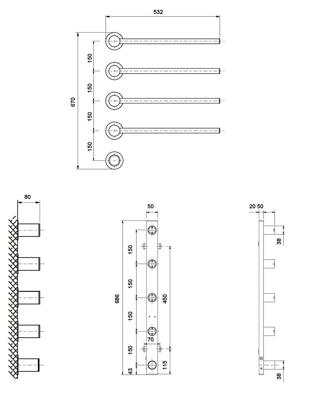 Полотенцесушитель электрический Vincea VTD-2H1BG, брашированное золото, таймер