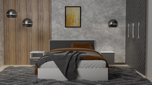 Кровать Копенгаген 1,6 (с настилом) (белый, серый графит)