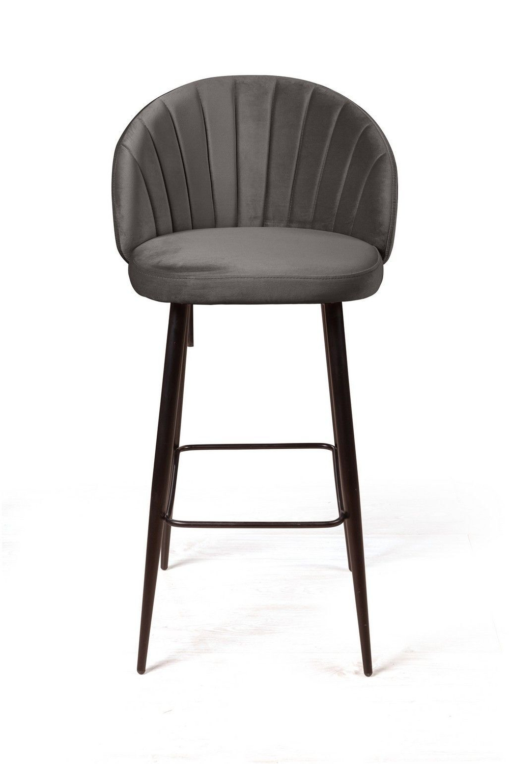 Стул барный Mont Blanc, бархат антрацит 14 / черный конус