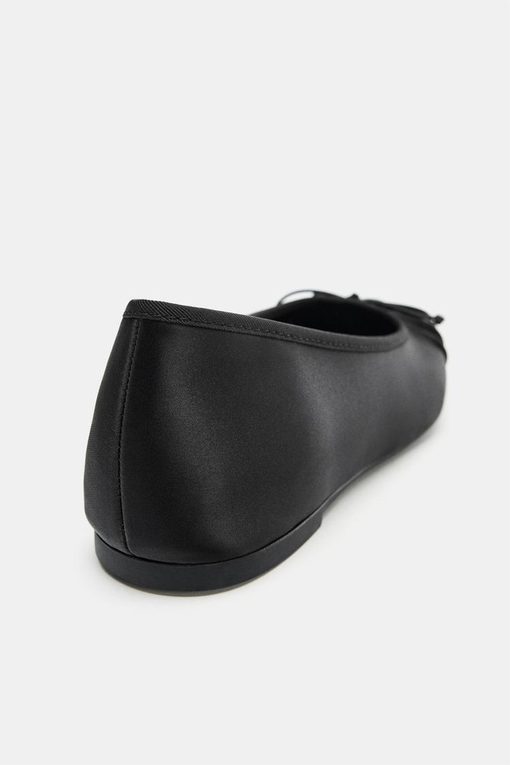 ZARA АТЛАСНЫЕ БАЛЕТКИ С БАНТОМ, ЧЕРНЫЙ