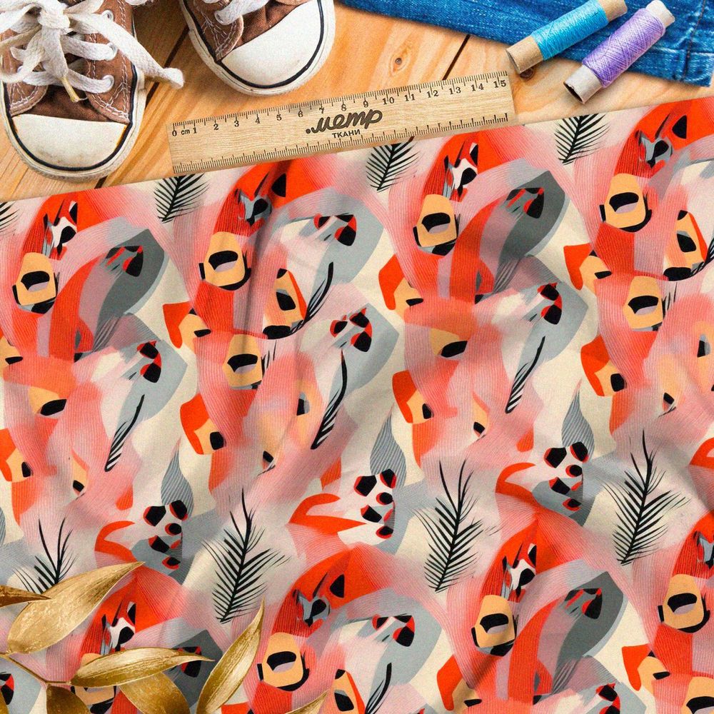 Ткань премиум флис абстрактный пожар