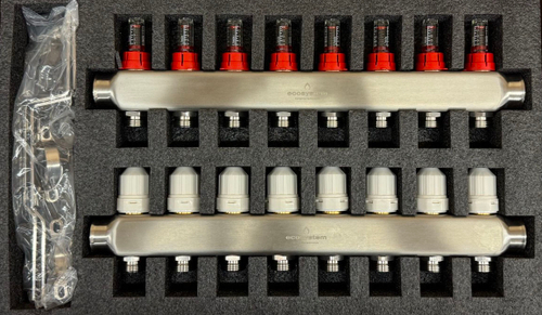 Коллекторная группа из нержавеющей стали с расходомерами (без евроконуса) 8 вых. Ecosystem