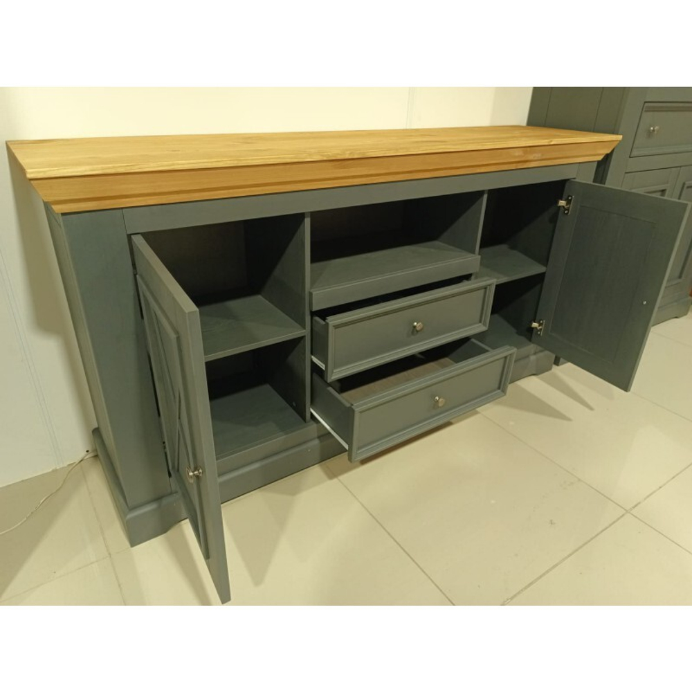 Комод «Форест» 2 двери 2 ящика серый 7012/бейц-масло