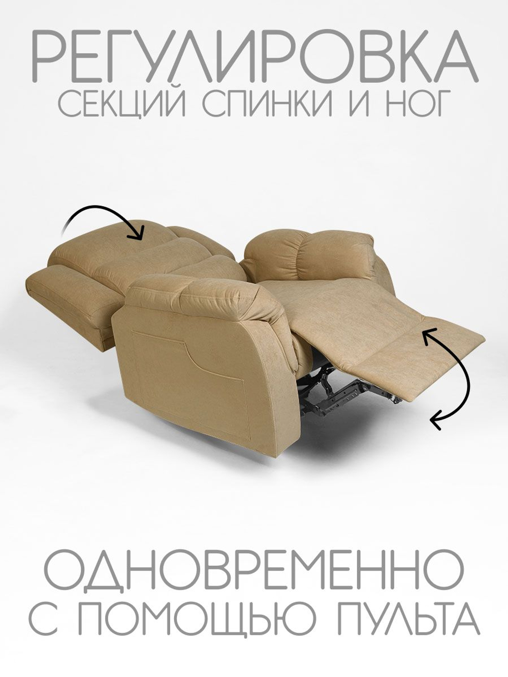 Кресло реклайнер велюр электрическое (1 мотор и 2 мотора)