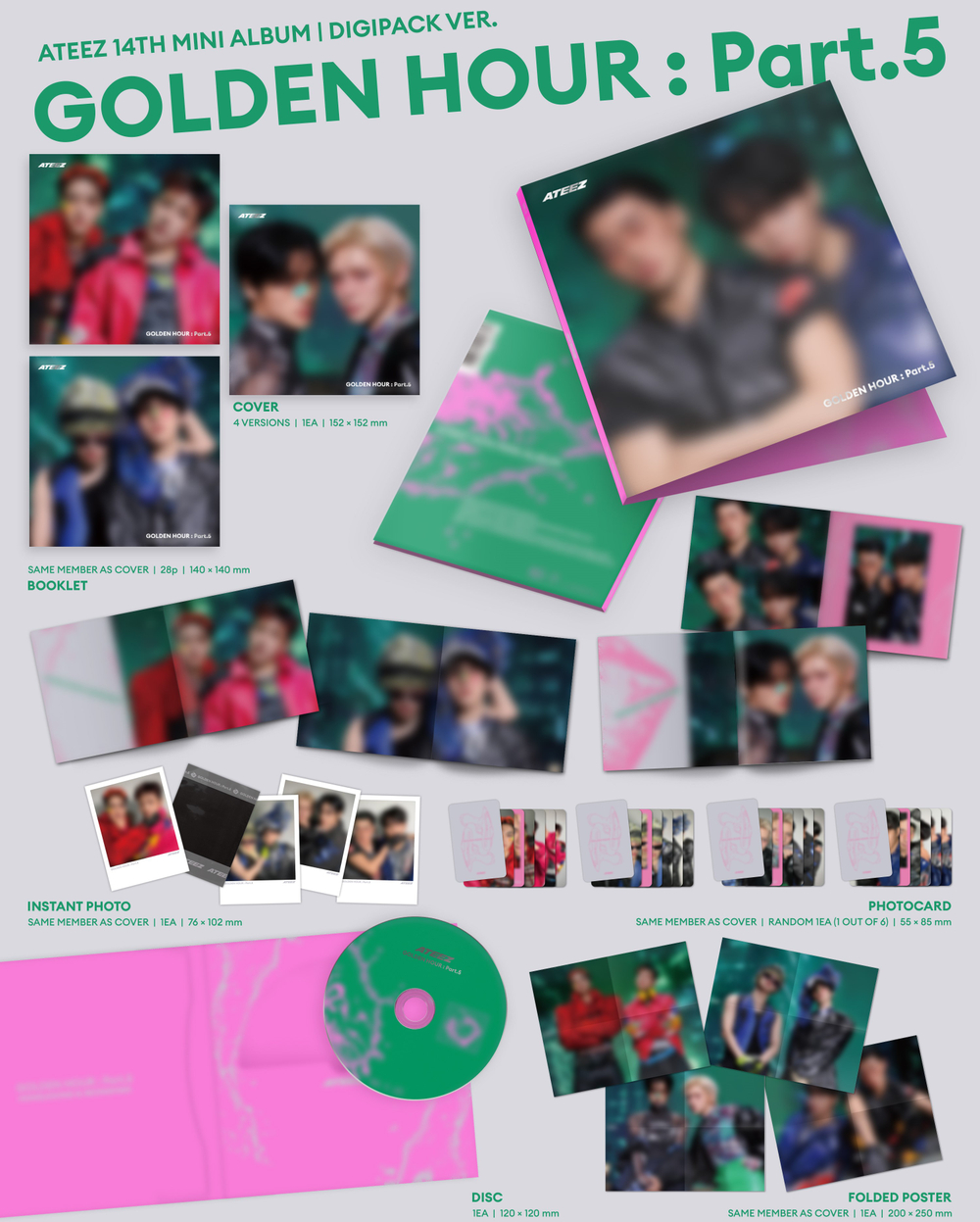 Альбом ATEEZ - 14TH MINI ALBUM [GOLDEN HOUR : Part.5][DIGIPACK UNIT VER.]