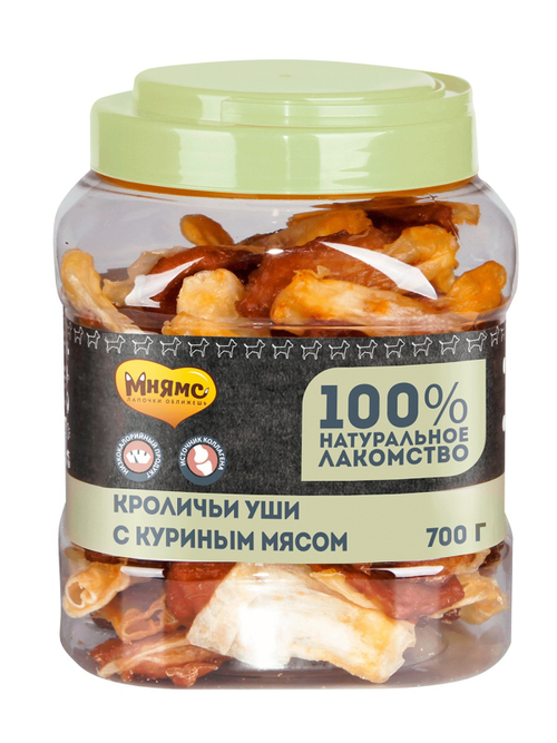Лакомство для собак, Мнямс  кроличьи уши с куриным мясом, 700 г
