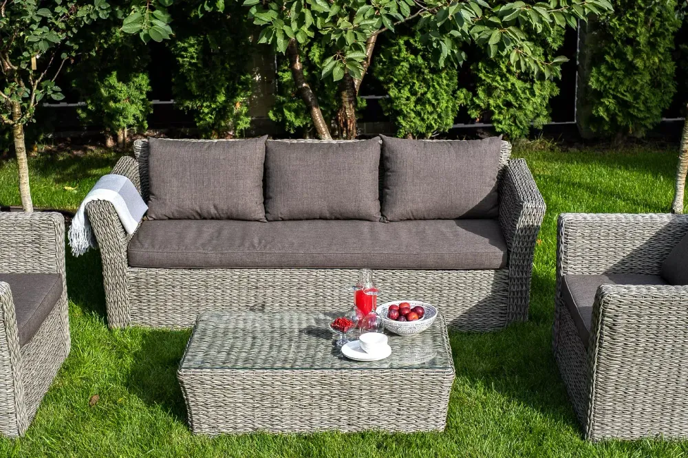 "Капучино" лаунж-зона из искусственного ротанга (гиацинт), цвет серый