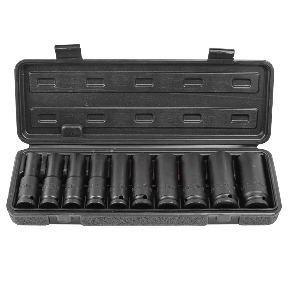 Набор головок ударных глубоких 10пр.,1/2''6гр.(10,12-15,17,19,21,22,24мм), в пластиковом кейсе Partner PA-4107-5MPB