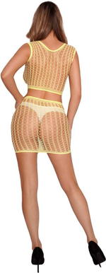 Яркий сетчатый комплект: топ и юбка (Размер: S-M-L) (Цвет: розовый)