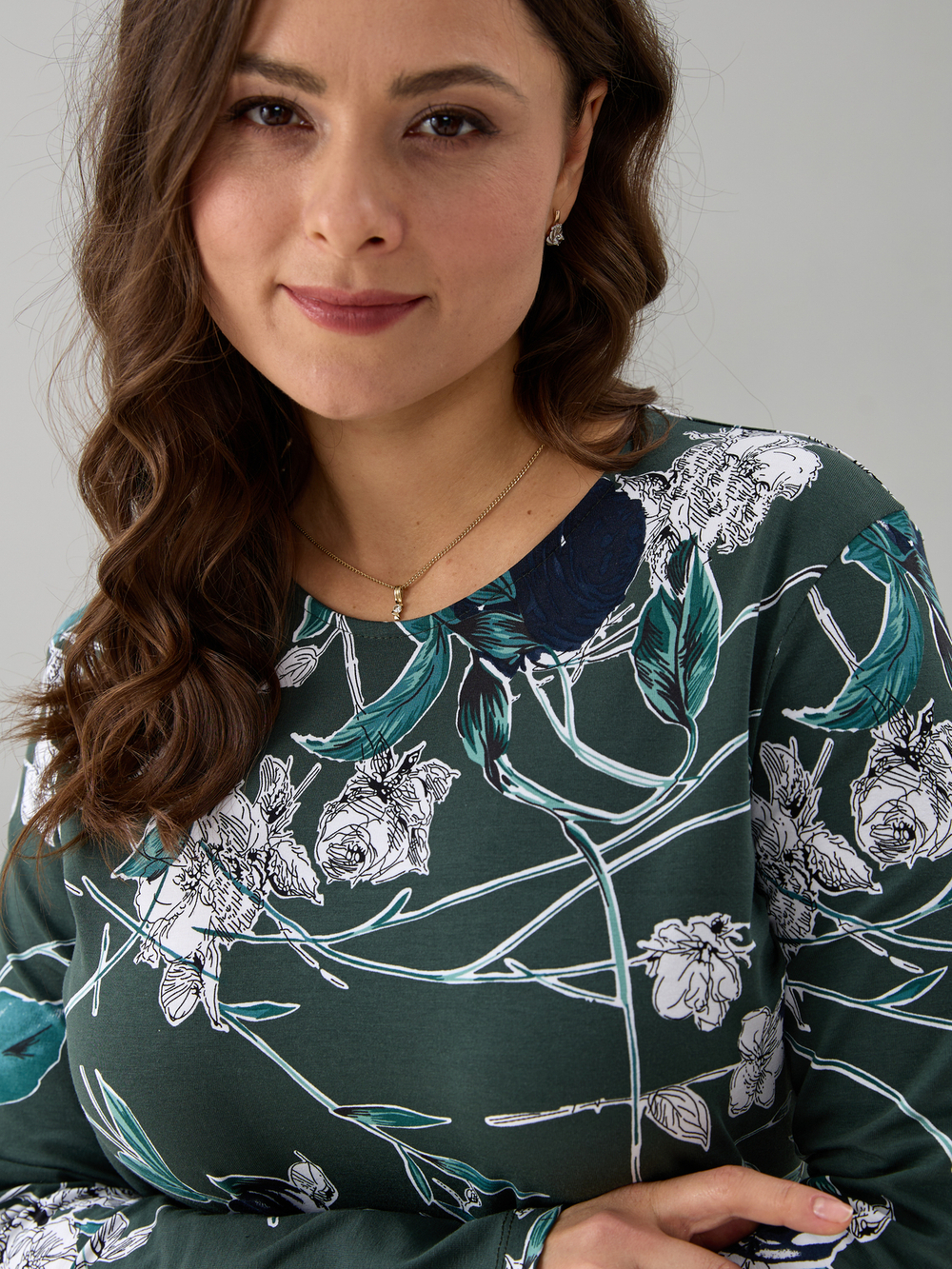 Лонгслив ЛНкл-081/зеленый-плетистаяроза