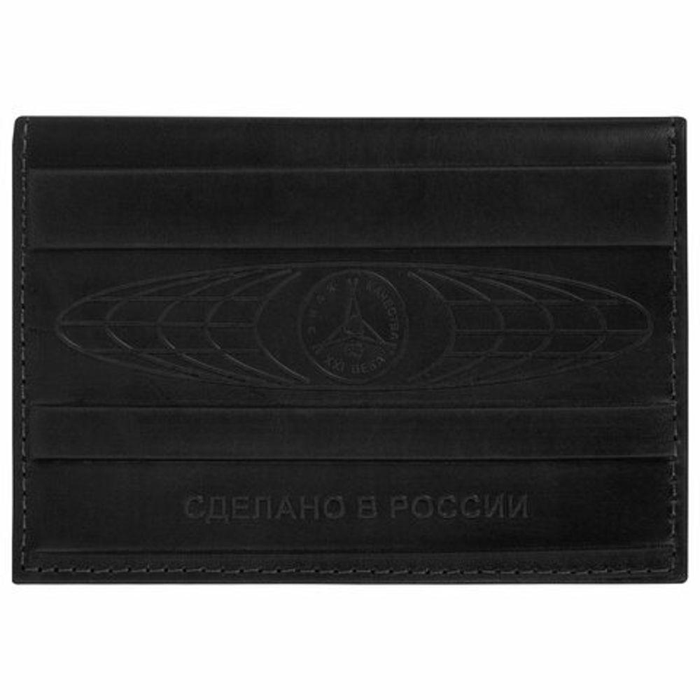 Обложка для паспорта натуральная кожа краст, герб РФ + "ПАСПОРТ РОССИЯ", черная, BRAUBERG, 238209