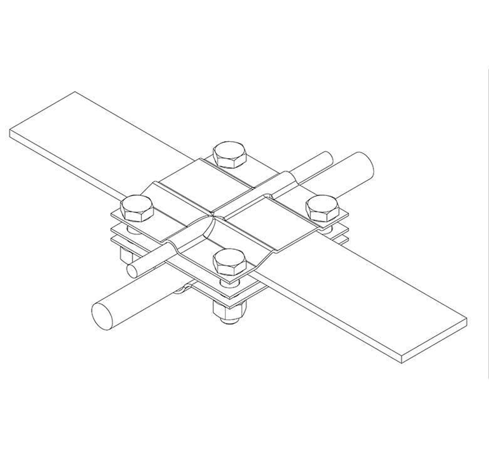 Крестообразный соединитель полоса-стержень с болтовым соединением, цинк