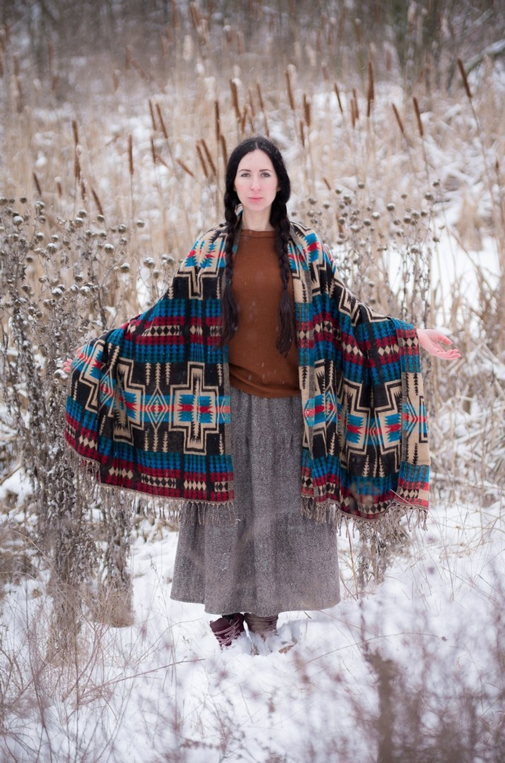 Длинная шерстяная юбка (серый)