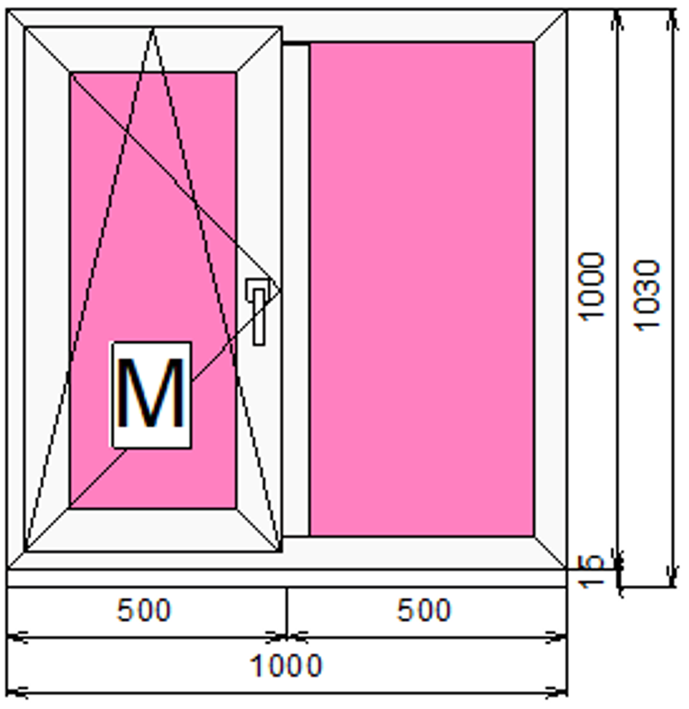 Пластиковое окно 1000 х 1000ТермА Эко