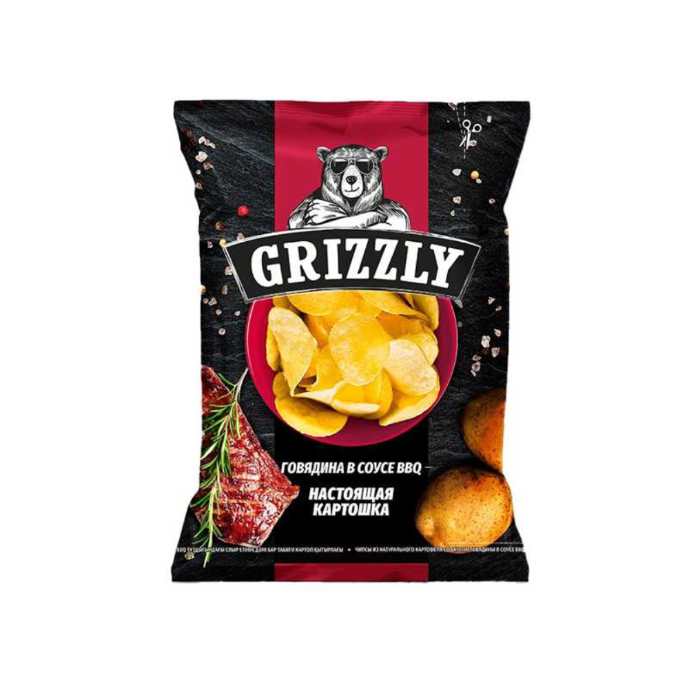 Чипсы Grizzly говядина в соусе BBQ 110 гр
