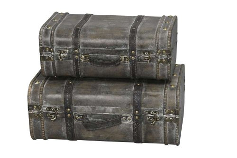 Набор из 2-х декоративных чемоданов серо-коричневые 39x24x16см/45x30x18,5см+5/6см ручки