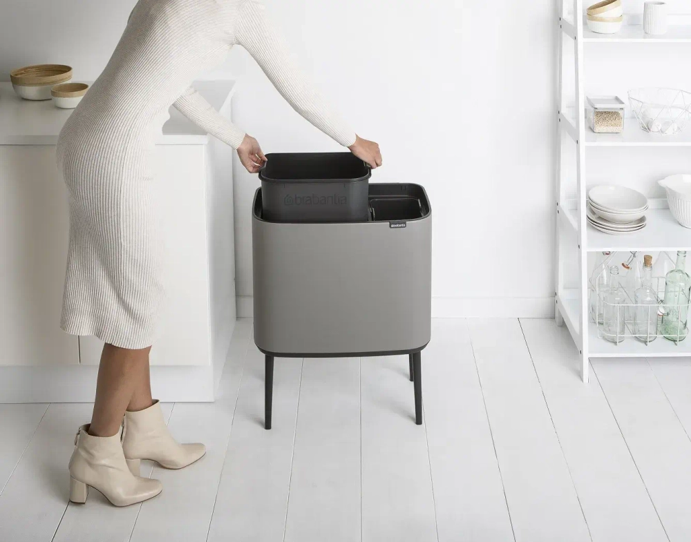 Brabantia Bo Touch 11+23л мусорный контейнер для минерального бетона серый