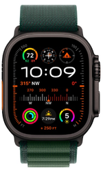 Apple Watch Ultra 2 (2024) 49mm Black Titanium Case with Dark Green Alpine Loop (M)