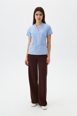 Брюки свободные медицинские женские Йошо, шоколад