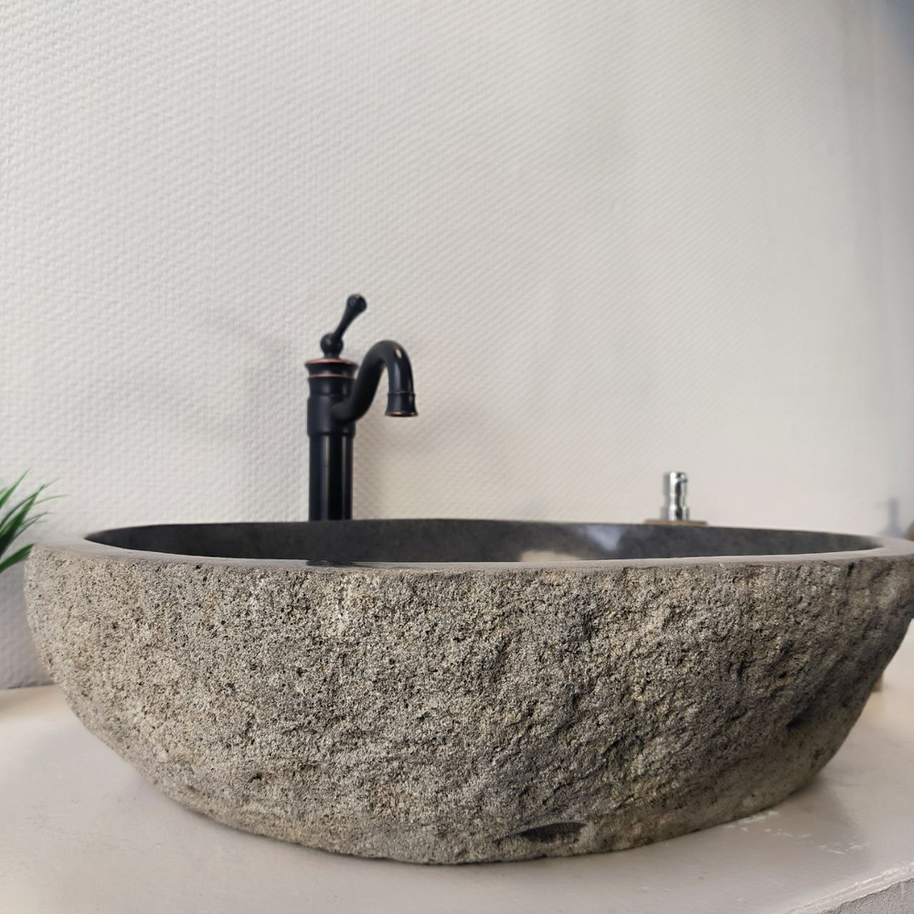 Раковина из речного камня RS-66039 61х54х15 из натурального камня