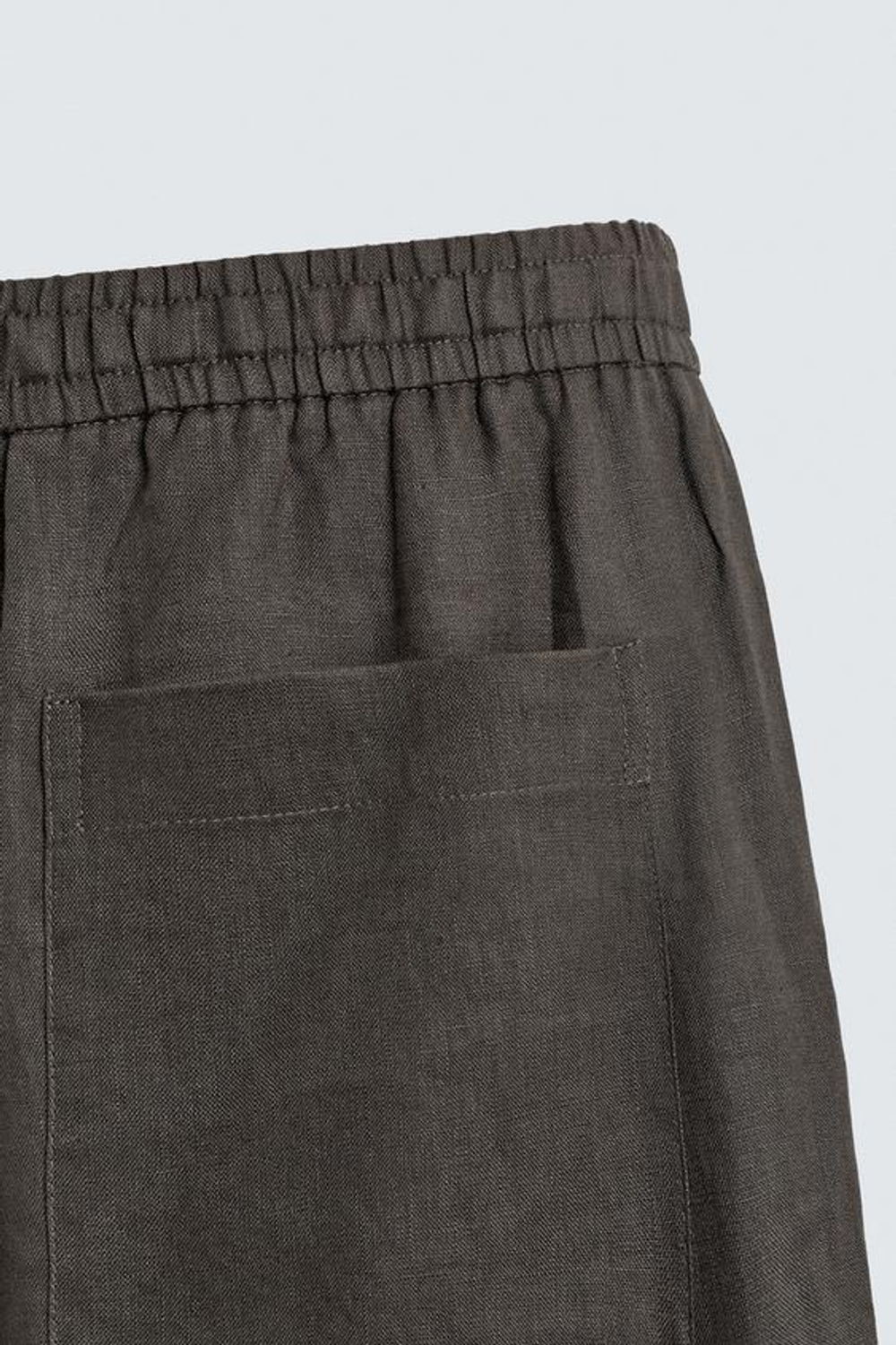 ZARA БРЮКИ RELAXED FIT ИЗ 100% ЛЬНА, ТЕМНО-ЗЕЛЕНЫЙ