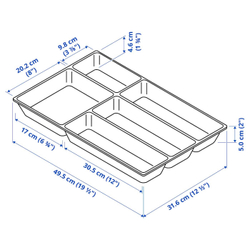IKEA UPPDATERA  (ИКЕА УППДАТЕРА)  -  Лоток для столовых приборов/контейнер, белый, 32x50 см
