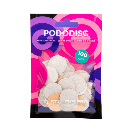 Белые сменные файлы для педикюрного диска PODODISK STALEKS PRO M 100 грит (50 шт)
