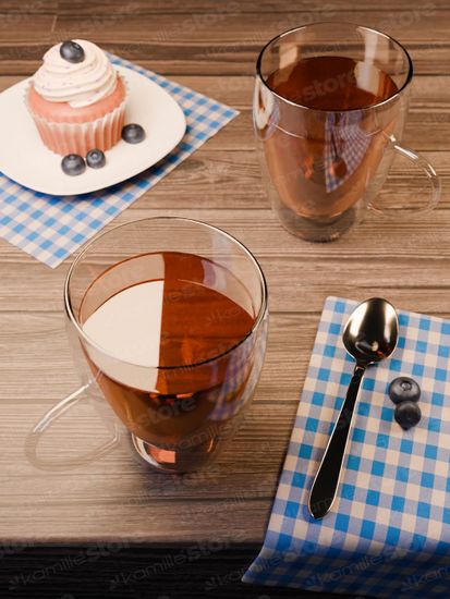 Набор стеклянных чашек 2 шт. 350 мл. Kamille KM 9009 с двойными стенками