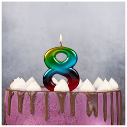 Свечи-цифры Радуга 8 см