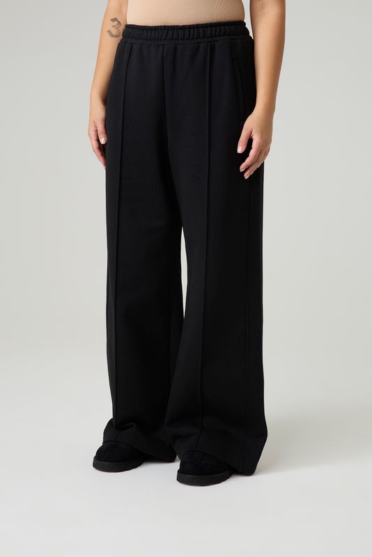 Брюки широкие из футера, черный